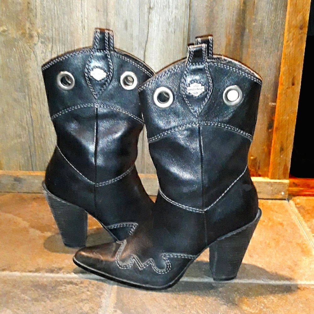 Harley-Davidson Black Heeled Boots